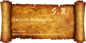 Imrich Modeszta névjegykártya